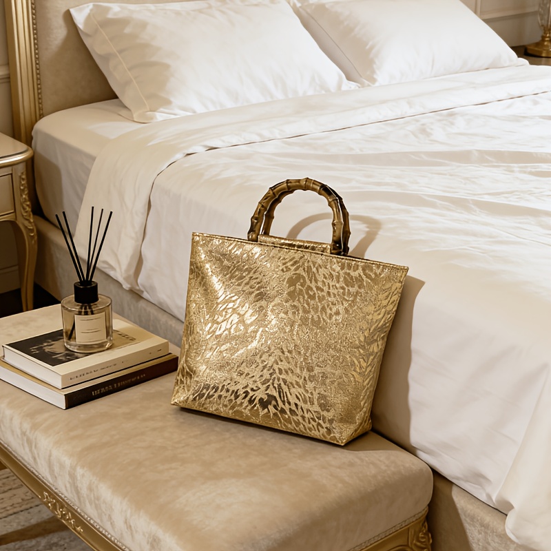 Luxury Bags Big - Sac fourre-tout en jacquard doré métallisé