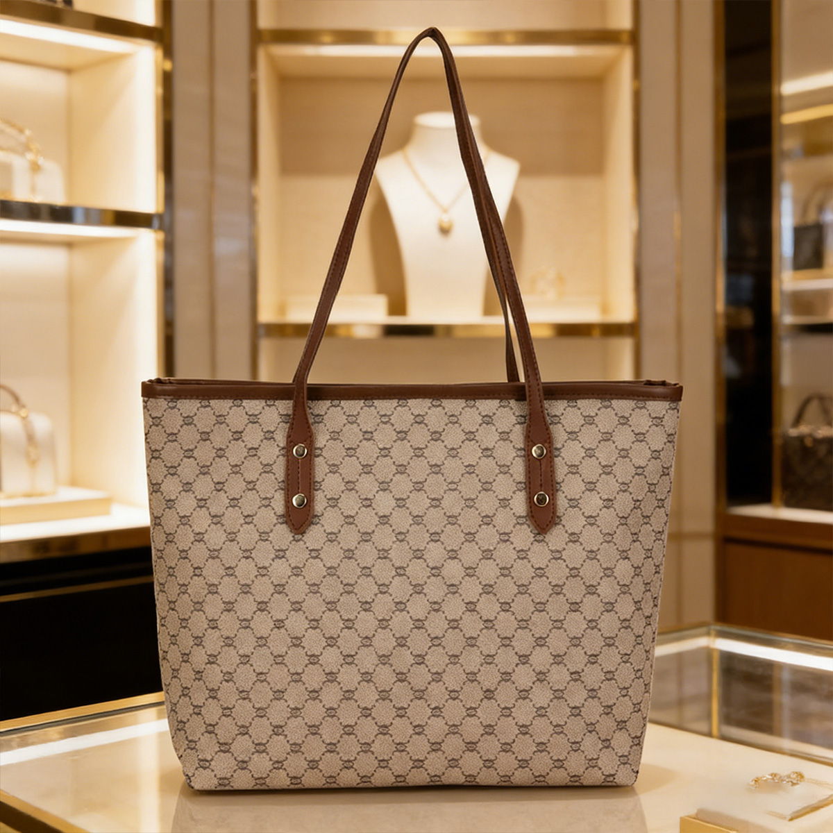 Tote Bag Leather Monogram - Sac fourre-tout de luxe vintage pour